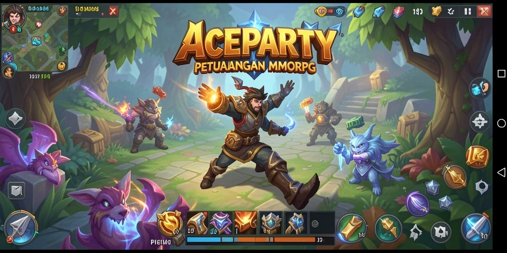 Screenshot utama ACEPARTY menampilkan aksi seru dalam permainan MMORPG.
