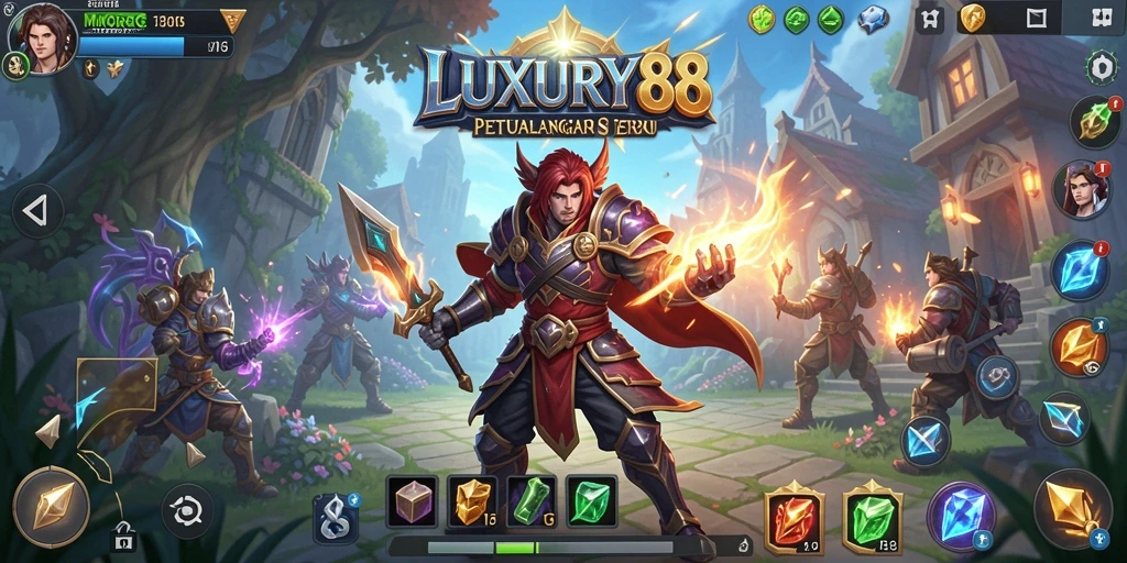 Tampilan gameplay menarik dari LUXURY88 dengan pertarungan epik dan dunia yang kaya.