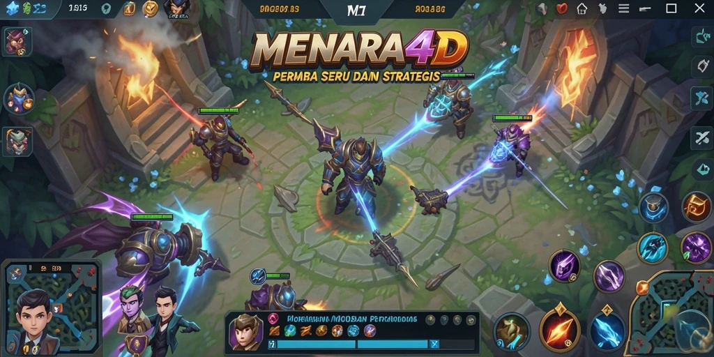 Tampilan menarik dari gameplay MENARA4D saat bertempur di arena MOBA.