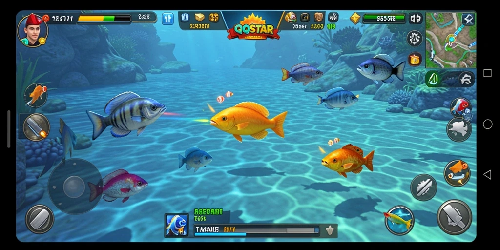Tampilan gameplay Tembak Ikan yang seru di QQSTAR.