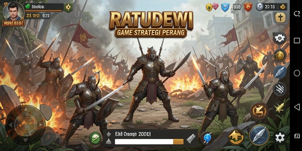 Tampilan gameplay STRATEGY dalam RATUDEWI dengan aliansi dan pertempuran.