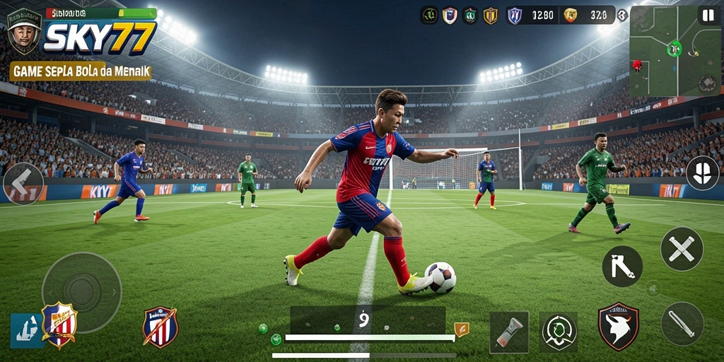 Tampilan gameplay SKY77 yang seru dalam pertandingan sepak bola.