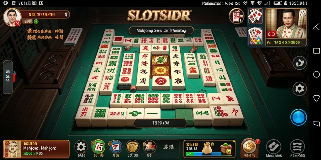 Tampilan gameplay SLOTSIDR dengan ubin Mahjong berwarna-warni.