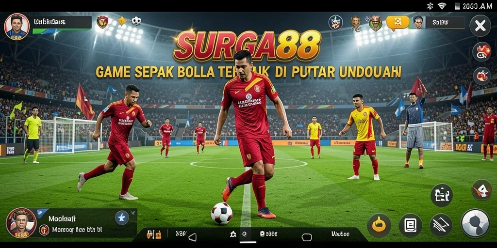 Gameplay SURGA88 menampilkan aksi seru pertandingan sepak bola.