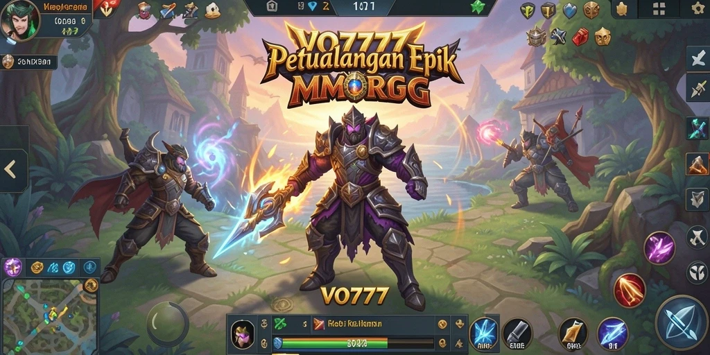 Tampilan gameplay VO777 yang mendebarkan dan penuh aksi dalam lingkungan MMORPG.